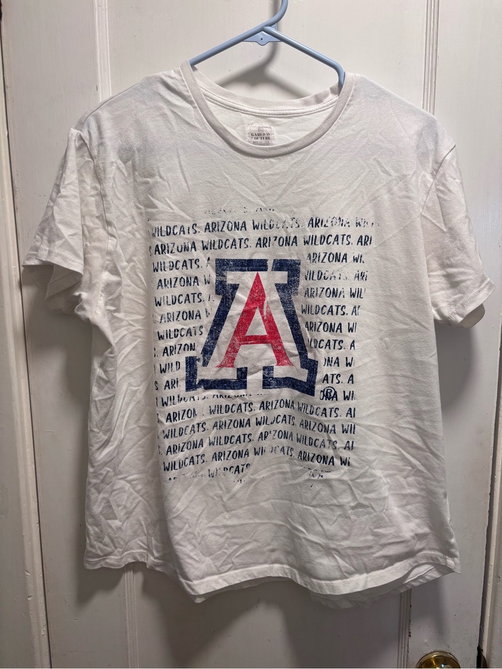 Arizona Wildcats Women's Short Sleeve Tee - White with Red & Navy Logo